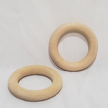 Pair Wood Small Round Circle Handbag Handles 2.75&quot; Not Stained - £13.83 GBP