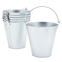 6 Pack Large Galvanized Bucket, 7 In Metal Ice Pails For Champagne, Beer, 100 Oz - £40.17 GBP