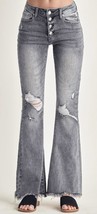 Risen mid rise button flare jeans in Grey - size 9 - $34.65