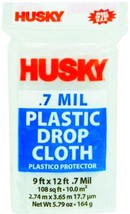 0.7 mil 9&#39;x12&#39; ft Clear PLASTIC PAINTER DROP CLOTH Sheeting Painting HUS... - $23.21
