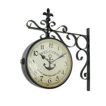 Drop Your Anchor Retro Double Sided Hanging Wall Clock Nautical Home Décor - £55.38 GBP