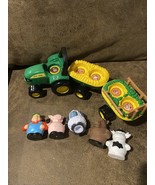 Fischer-Price Little People John Deere Tractor Pull With Animals And Farmer - $700.32 MXN