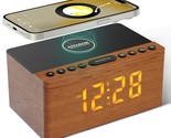 Wooden Bluetooth Speaker Alarm Clock With Fm Radio, Wireless Charging St... - £62.15 GBP