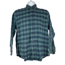 Herringbone Naturals Men&#39;s Blue Plaid Button Down Shirt Size M 100% Cotton - £14.78 GBP