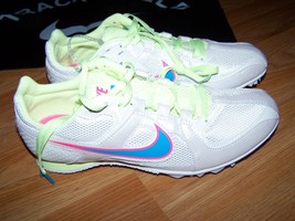 Size 5 Nike Track &amp; Field Rival MD Athletic Shoes White Pink Blue 68650-146  - £31.96 GBP