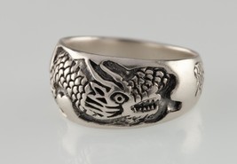 Unique Gravé Dragon Argent Sterling Bague Taille 9 - $138.50