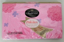 Vtg Fieldcrest Perfection Percale Full Fitted Sheet Pink Floral Frost Flowers - £50.60 GBP