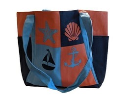 Beachcombers Coastal Life Multi-Color Sea Theme Canvas Tote Beach Bag Ne... - £14.24 GBP