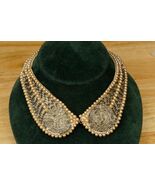 Vintage Ladies Collar Hand Made in Japan Faux Pearl Silver Beads Satin Back - $34.64