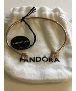 Genuine Pandora Rose Gold Square Sparkle Open Bangle 588508C - $239.28 CAD
