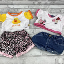 Build A Bear Girl Outfit Lot of 4 2 Shirts 2 Shorts Denim Cheetah Limited Too - £12.11 GBP
