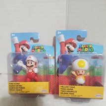JAKKS Super Mario Bros 2.5&quot; FIRE MARIO and yellow  lot toad Mini Figure New - £20.54 GBP
