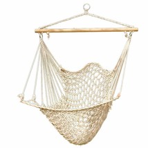 Hanging Hammock Chair Outdoor Swing Patio Porch Garden Cotton Rope Seat Sling - £36.16 GBP