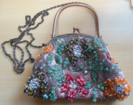 Vintage Carlo Fellini Multi-color Stone Chip Evening Purse - $87.12