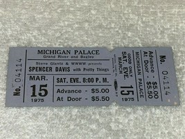 SPENCER DAVIS PRETTY THINGS 1975 UNUSED CONCERT TICKET MICHIGAN PALACE D... - $11.98