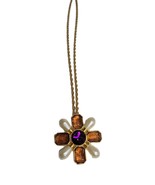Vtg AVON Mogul Maltese Cross Brooch Pin Pendant Necklace Faux Pearl Rhin... - $519.69 MXN