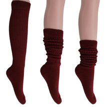 AWS/American Made Cotton Slouch Boot Socks Shoe Size 5 to 10 (Bordeaux 3 Pairs) - £13.85 GBP