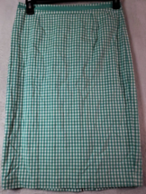 Boden Pencil Skirt Womens Size 8L Green White Gingham Vented Lined Back Zipper - £12.98 GBP