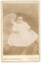 Circa 1880&#39;S Cabinet Card Adorable Baby in White Dress Bronson Germantown, WI - £7.44 GBP