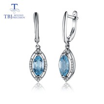 925 sterling silver earrings natural sky blue topaz gemstone,simple nice horse e - £52.37 GBP