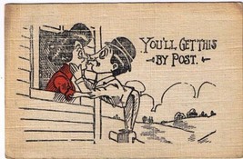 Comic Postcard Kissing You&#39;ll Get This By Post 1908 Simcoe Ontario - £1.65 GBP