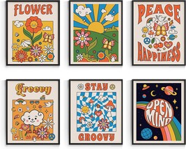 Habseligkeit Preppy Wall Art Prints, 70S Vintage Wall Art Poster,, Set Of 6. - £33.56 GBP