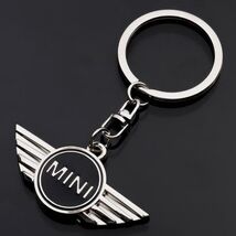Mini Logo Keychain Key Ring Metal Logo   Mini Cooper  BLACK  - $9.85