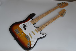 New Sunburst Double Neck Electric Guitar ,4 Strings Bass&amp;6 Strings Guita... - £360.93 GBP