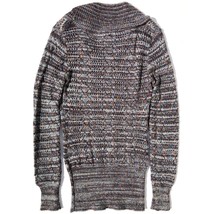 Maurices cowl neck sweater women S pullover open knit stripe brown gray ... - £10.94 GBP