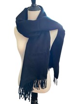 Wool Touch Brand Long Acrylic Scarf Black With Fringe *Collects Link Eas... - £8.99 GBP