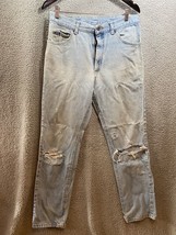 vintage 90s Lee faded Light Wash distressed jeans straight leg Grunge 34x34 VTG - £12.72 GBP