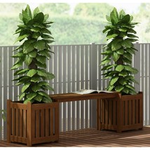 Garden Bench Outdoor Wooden Seat Patio Furniture Planter Porch Deck Decor Brown - £113.86 GBP