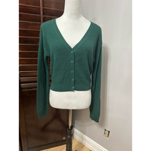 BP. Womens Cardigan Sweater Green Long Sleeve V Neck Tight Knit Button S... - £20.20 GBP