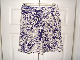 Ann Taylor Loft Size 6 Floral Print Purple Cream Linen Blend Ladies Skir... - $19.75
