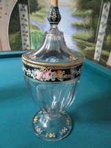 Victorian Hand Painted Glass Footed Covered Candy Dish Compatible with Antique 1 - £82.37 GBP