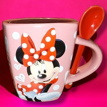Disney Minnie Mouse Ceramic Espresso Cup And Spoon, Pink, Red Bow, Jerry Leigh - £9.39 GBP