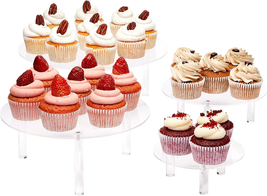 4-Piece round Acrylic Cake Stand for Dessert Table, Clear Cupcake Displa... - $55.43