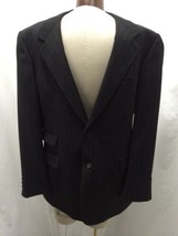 Yves Saint Laurent Men&#39;s Blazer 100% Worsted Wool Black Pinstripe US Siz... - £109.74 GBP