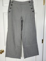 Loft- Black and White Hounds Tooth- Wide Leg Pants- Sailor Front-6 Regular - $17.99