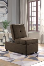 Brown Color Stylish 1pc Storage Ottoman Convertible Chair Foam Cushioned Fabric - £264.14 GBP