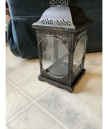 Hobby Lobby Black Metal and Glass Flameless Candle Lantern 1283472 10.25... - £17.23 GBP