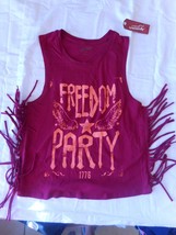 Women&#39;s Juniors Beet Red Freedom Fringe Tank Top Size Large NEW - £9.32 GBP