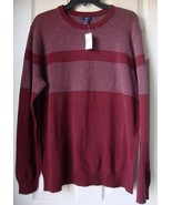 New Gap Men&#39;s Birdseye Crewneck Sweater Burgundy Large - $45.08 CAD