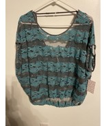 NWT Free People County Fair Banded Hem Lace Top Size Sz Sm Seaglass - $20.46 CAD
