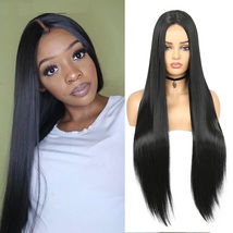 Wignee Long Straight Wig 30 Inch Black Wig Middle Part Lace Wigs With Hi... - $39.99