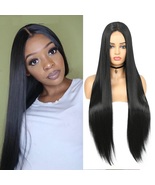 Wignee Long Straight Wig 30 Inch Black Wig Middle Part Lace Wigs With Hi... - £31.59 GBP