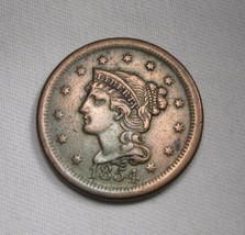 1854 Large Cent XF Details Coin AN672 - $44.55
