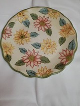 Longaberger Floral Bloom Yellow And Pink  Flowers Scallop Edge 13&quot; Platter  - £34.79 GBP