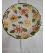 Longaberger Floral Bloom Yellow And Pink  Flowers Scallop Edge 13&quot; Platter  - $61.05 CAD