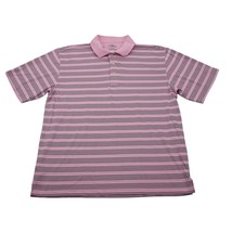 PGA Tour Shirt Mens XL Pink Short Sleeve Spread Collar Polyester Stripe Polo - $19.68